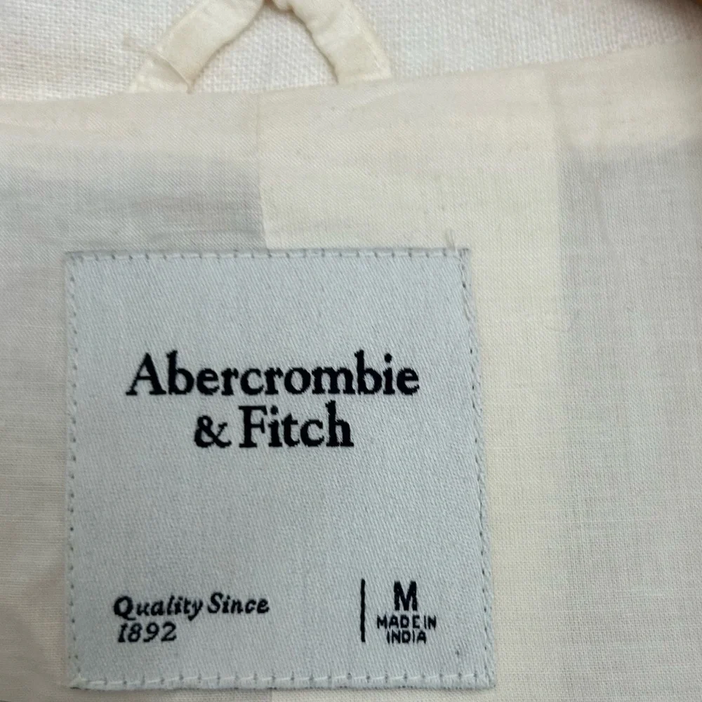 Abercrombie & Fitch Linen-Blend Shawl Cream Collar Blazer size medium chic - Picture 9 of 11